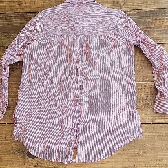 FREE PEOPLE sz XS striped button up Casual red white - Picture 4 of 5
